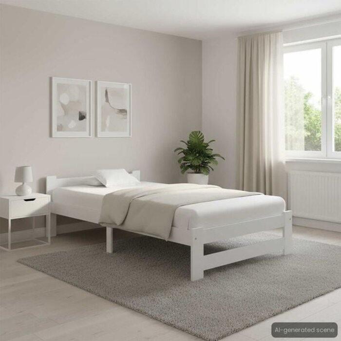 Vidaxl Bettgestell aus massivem Kiefernholz 100x200 cm - Weiß - bis zu 34% sparen