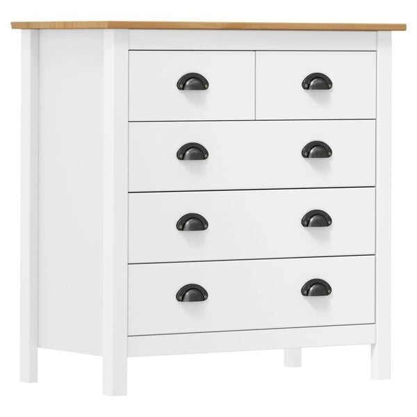 Vidaxl Massivholz-Kommode Hill, 5 Schubladen, Weiß, 79x40x80 cm - bis zu 35% Rabatt
