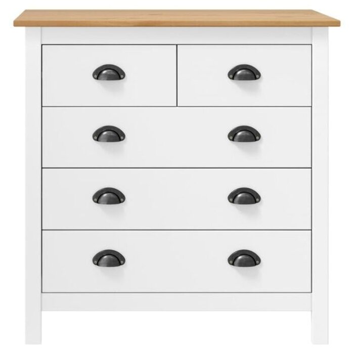 Vidaxl Massivholz-Kommode Hill, 5 Schubladen, Weiß, 79x40x80 cm - bis zu 35% Rabatt
