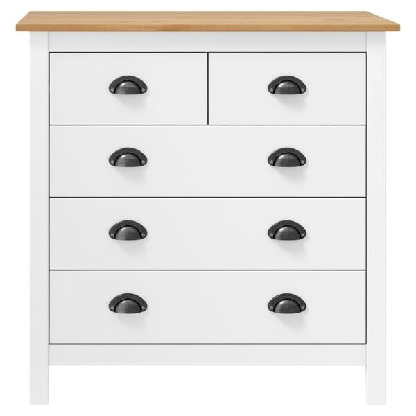Vidaxl Massivholz-Kommode Hill, 5 Schubladen, Weiß, 79x40x80 cm - bis zu 35% Rabatt