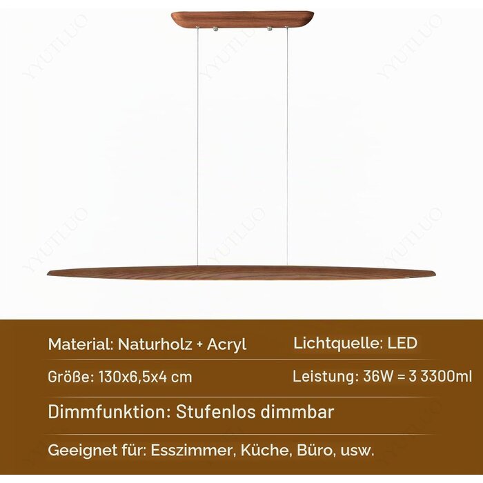 LED-Holz-Hängeleuchte 130 cm dimmbar - bis zu 34% Rabatt sparen