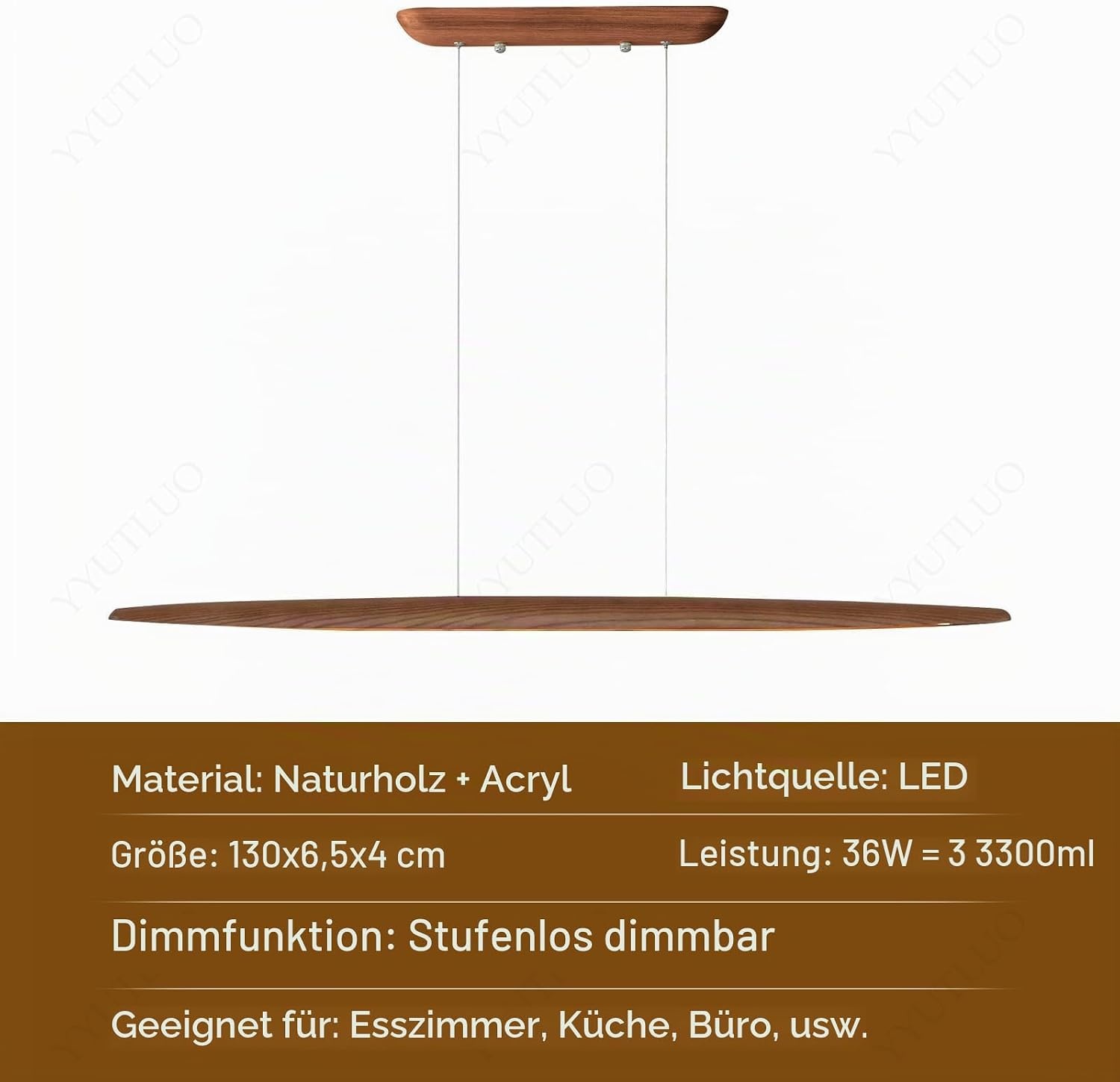 LED-Holz-Hängeleuchte 130 cm dimmbar - bis zu 34% Rabatt sparen