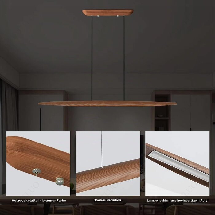 LED-Holz-Hängeleuchte 130 cm dimmbar - bis zu 34% Rabatt sparen