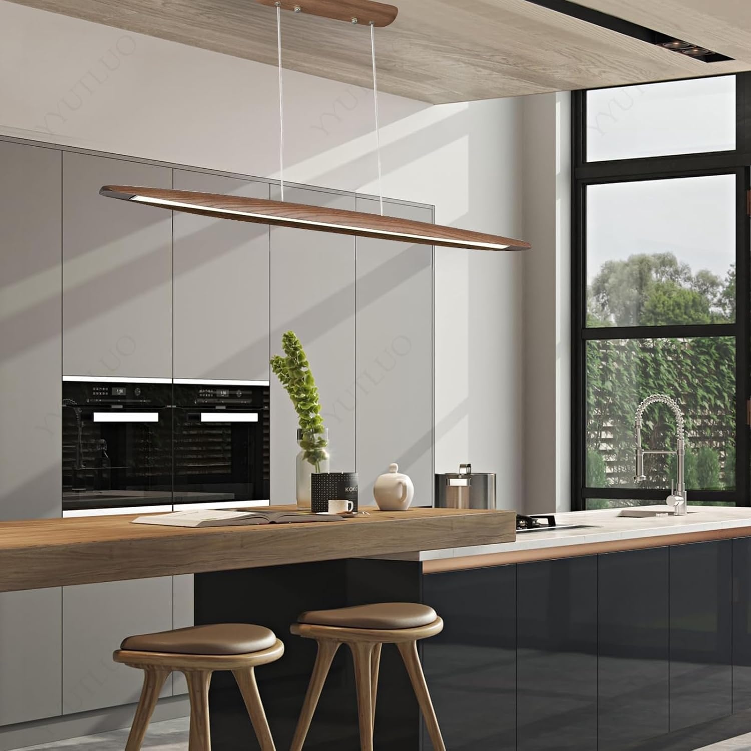 LED-Holz-Hängeleuchte 130 cm dimmbar - bis zu 34% Rabatt sparen