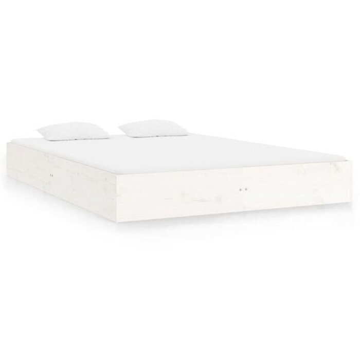Vidaxl Modernes Kiefernholz-Bett 140x200 cm - Weiß - Bis zu 35% Rabatt