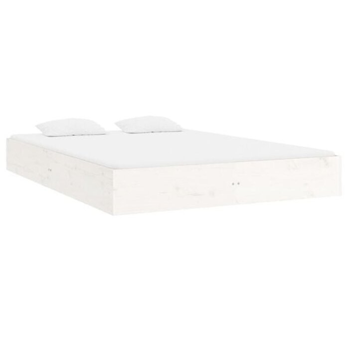 Vidaxl Modernes Kiefernholz-Bett 140x200 cm - Weiß - Bis zu 35% Rabatt