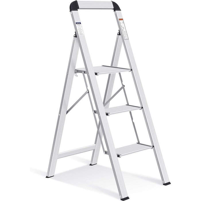Klappleiter mit 3 Stufen, 150 kg Traglast, Aluminium - bis zu 34% Rabatt