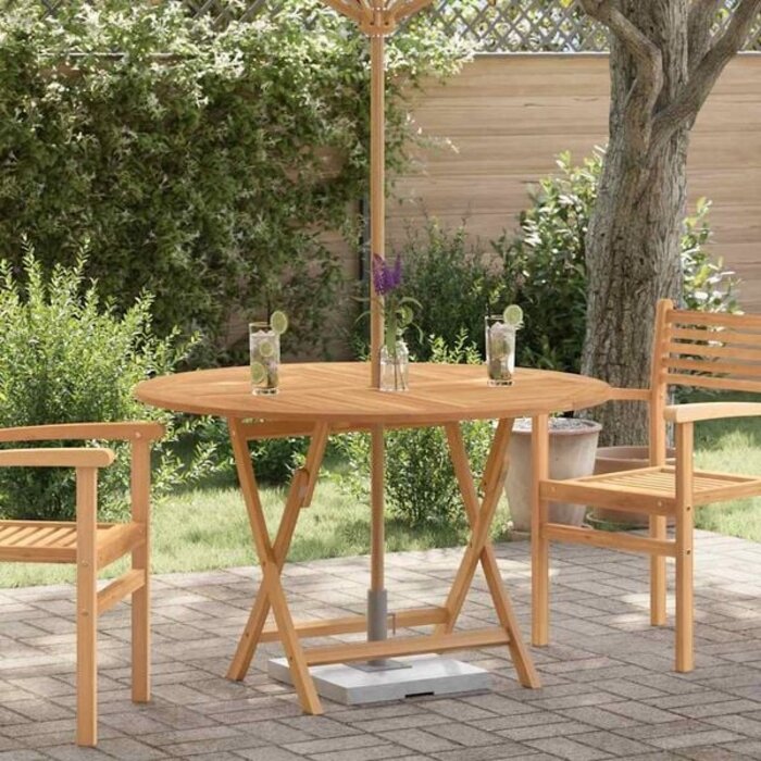 Vidaxl Klappbarer Gartentisch aus Teakholz Ø 110 cm - Outlet mit bis zu 35% Rabatt