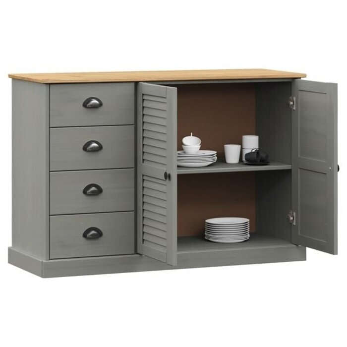 Vidaxl Sideboard VIGO aus Massivholz, Grau, 113x75cm - bis zu 35% reduziert