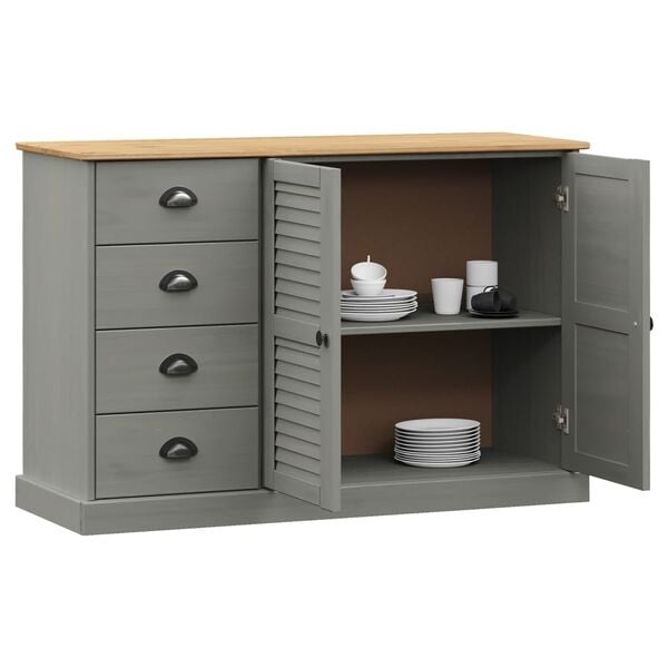 Vidaxl Sideboard VIGO aus Massivholz, Grau, 113x75cm - bis zu 35% reduziert