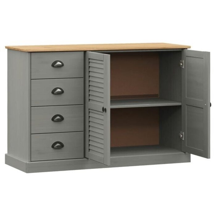 Vidaxl Sideboard VIGO aus Massivholz, Grau, 113x75cm - bis zu 35% reduziert
