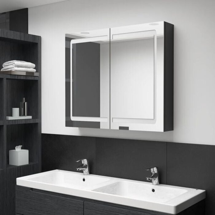Vidaxl LED-Spiegelschrank 80x68cm Hochglanz Schwarz - bis zu 35% Rabatt