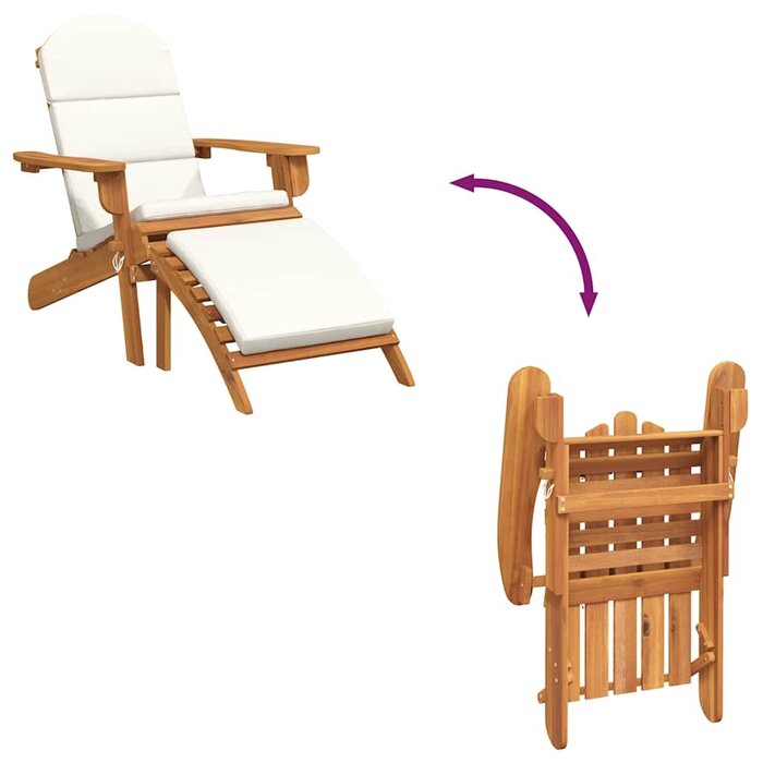 Vidaxl Adirondack Gartenstuhl mit Fußstütze & Kissen - Massivholz, bis zu 35% sparen