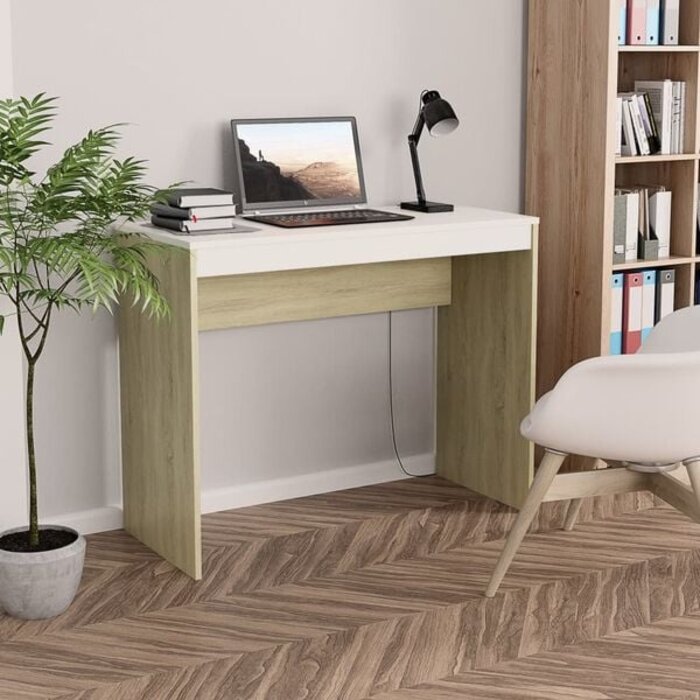 Vidaxl Moderner Schreibtisch Weiß/Sonoma-Eiche 90x40cm - bis zu 34% sparen