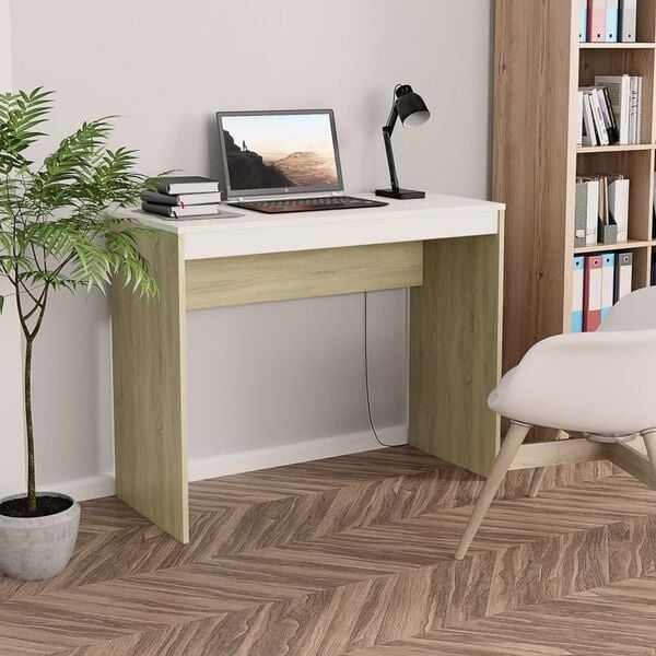 Vidaxl Moderner Schreibtisch Weiß/Sonoma-Eiche 90x40cm - bis zu 34% sparen