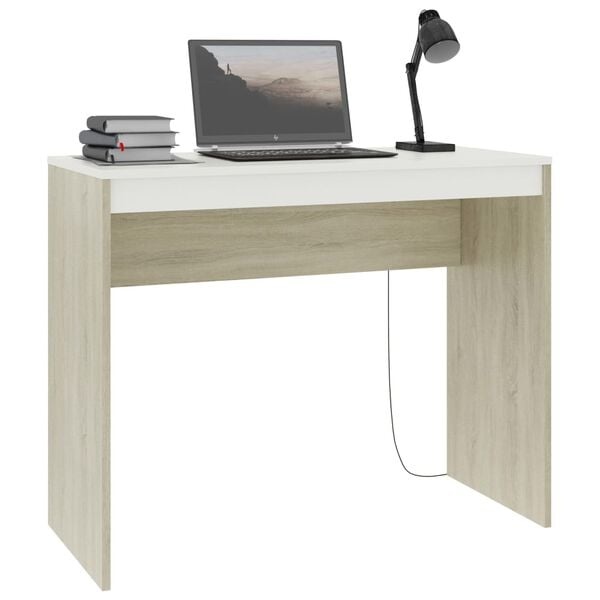 Vidaxl Moderner Schreibtisch Weiß/Sonoma-Eiche 90x40cm - bis zu 34% sparen