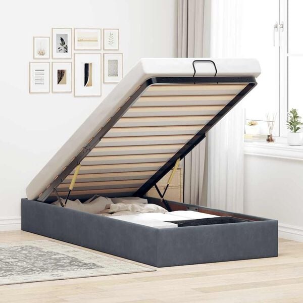 Vidaxl Bettgestell 90x200 Samt Dunkelgrau mit Stauraum - bis zu 35% Rabatt