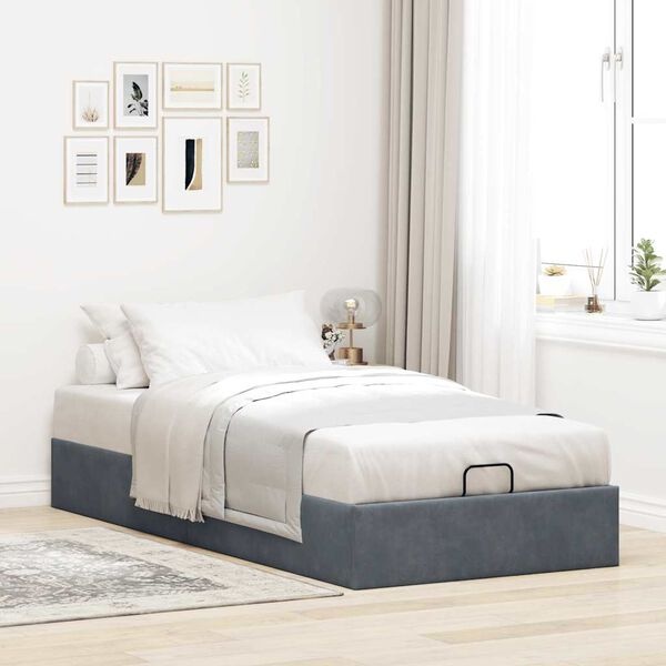 Vidaxl Bettgestell 90x200 Samt Dunkelgrau mit Stauraum - bis zu 35% Rabatt