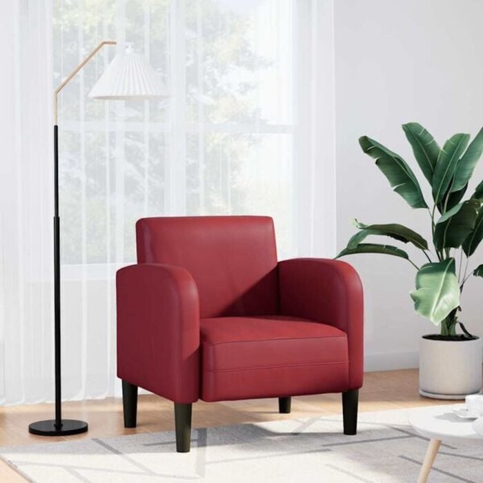 Vidaxl Stilvoller Sessel in Weinrot - Kunstleder - Bis zu 35% Rabatt im Outlet