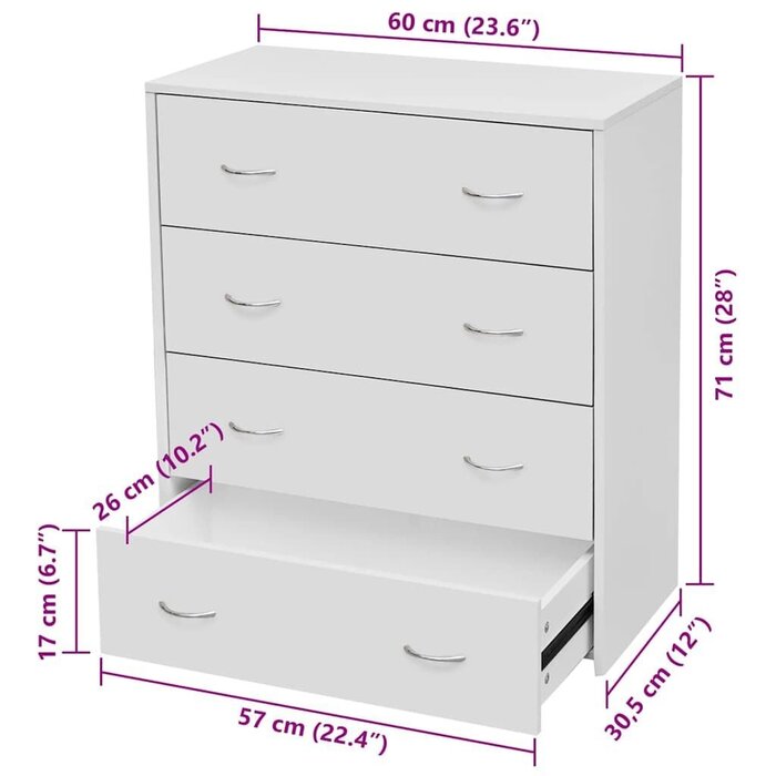 Vidaxl Moderne Kommode in Weiß - 60x30,5x71 cm - Outlet-Angebot bis zu 34% reduziert