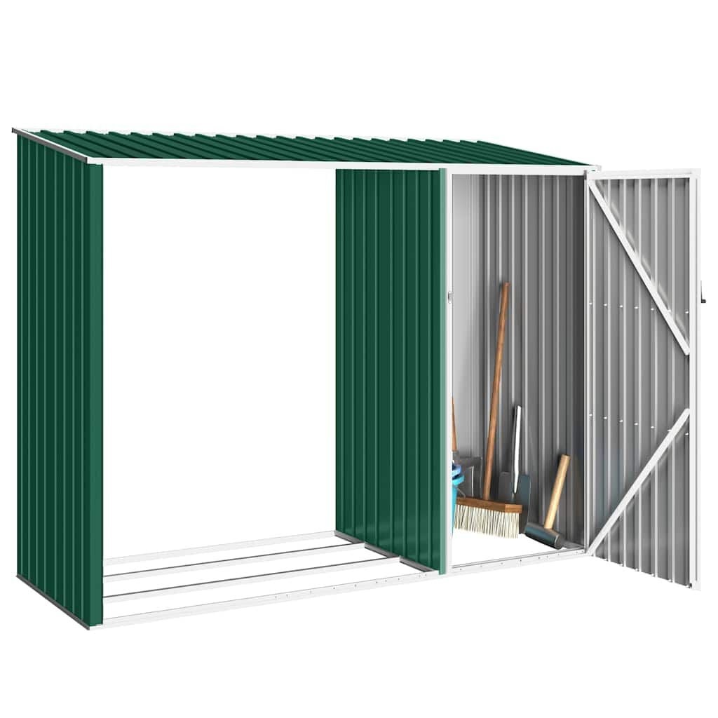 Vidaxl Brennholzunterstand mit Geräteschuppen 245x98x159 cm, Grün - bis zu 35% Rabatt