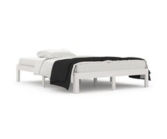 Vidaxl Massives Kiefernholz Bettgestell 135x190 cm, Weiß - 60% Rabatt