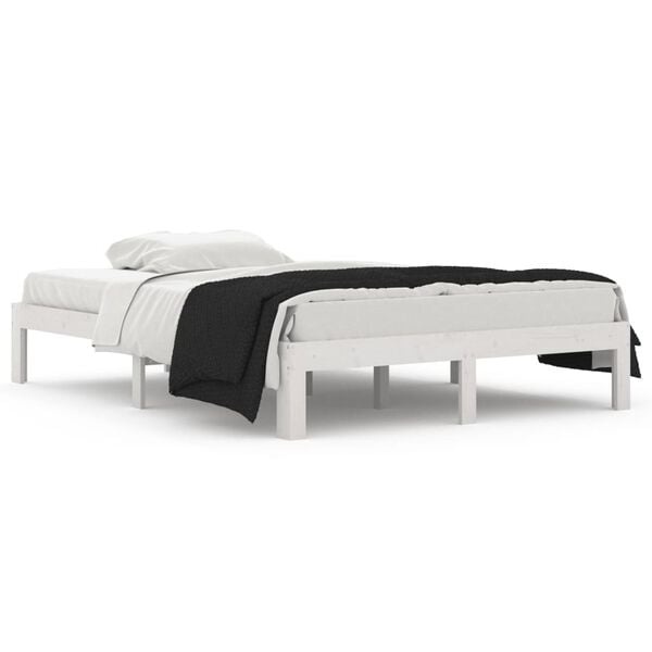 Vidaxl Bettgestell Massivholz Kiefer Weiß 135x190 cm - Outlet mit bis zu 35% Rabatt
