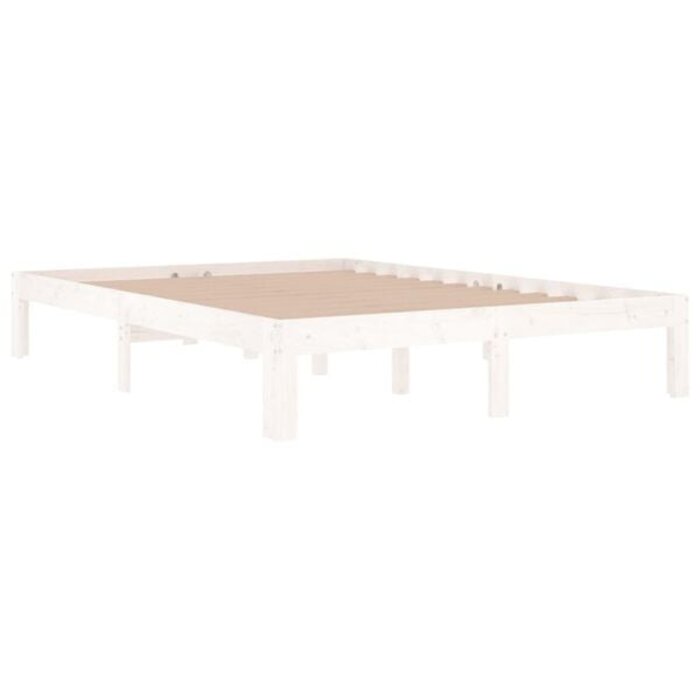 Vidaxl Bettgestell Massivholz Kiefer Weiß 135x190 cm - Outlet mit bis zu 35% Rabatt