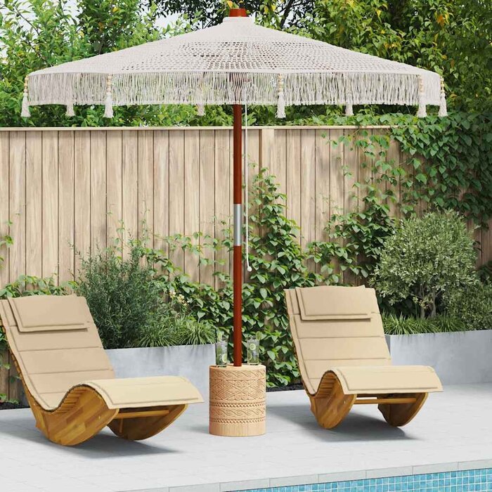Vidaxl Macramé-Sonnenschirm Creme, 252 cm - Boho-Design, bis zu 35% Rabatt