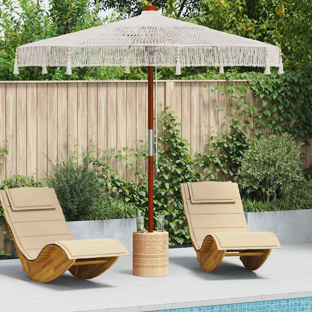 Vidaxl Macramé-Sonnenschirm Creme, 252 cm - Boho-Design, bis zu 35% Rabatt