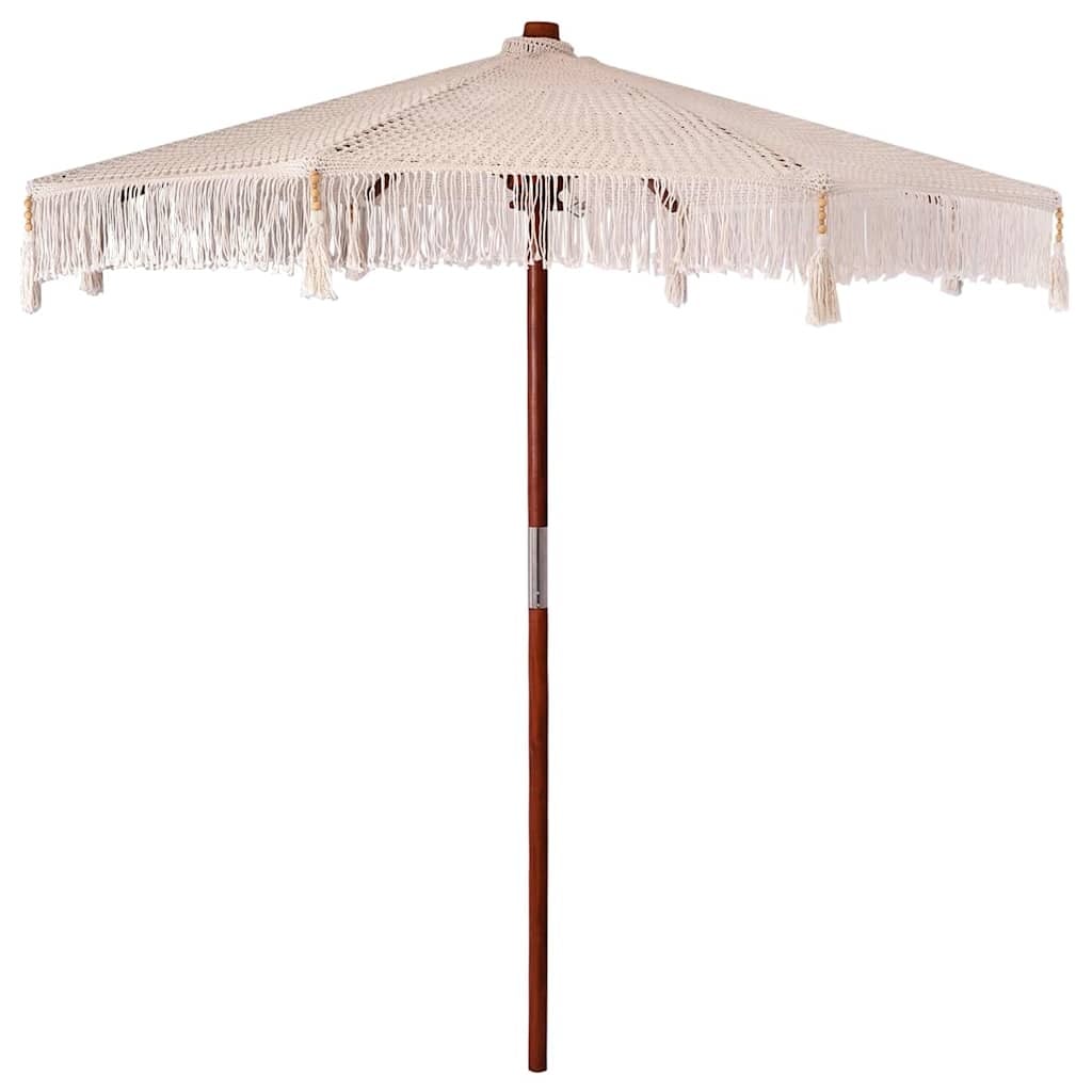 Vidaxl Macramé-Sonnenschirm Creme, 252 cm - Boho-Design, bis zu 35% Rabatt