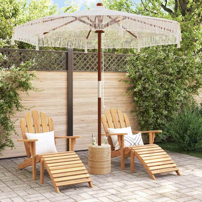 Vidaxl Macramé-Sonnenschirm Creme, 252 cm - Boho-Design, bis zu 35% Rabatt