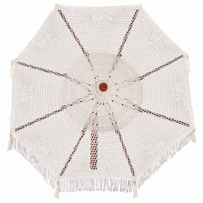 Vidaxl Macramé-Sonnenschirm Creme, 252 cm - Boho-Design, bis zu 35% Rabatt