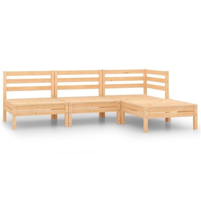 Vidaxl 4-tlg. Garten-Loungeset aus Kiefernholz - Paletten-Design - bis zu 35% Rabatt
