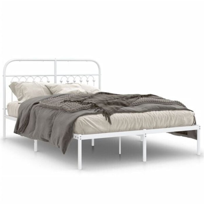Vidaxl Metall-Bettrahmen 140x200 cm - Weiß - Zeitloses Design - bis zu 34% Rabatt
