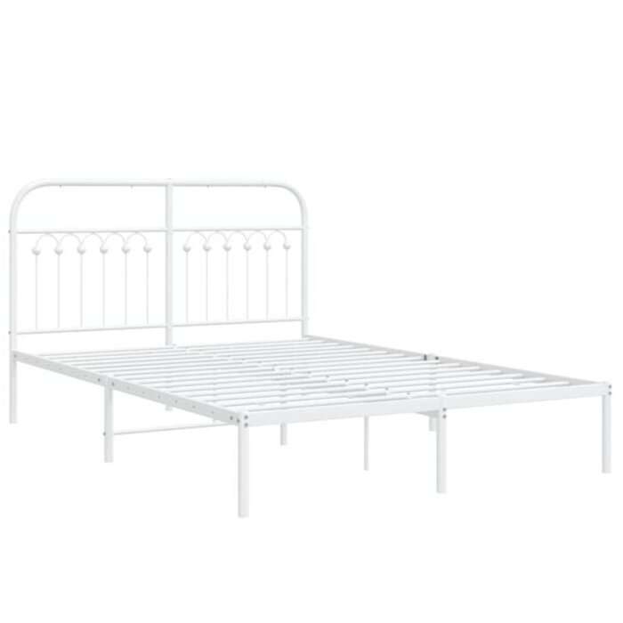 Vidaxl Metall-Bettrahmen 140x200 cm - Weiß - Zeitloses Design - bis zu 34% Rabatt