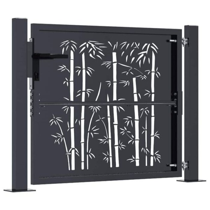 Vidaxl Designer Gartentor Bambus-Optik, Anthrazit, 100x75cm - bis zu 35% Rabatt