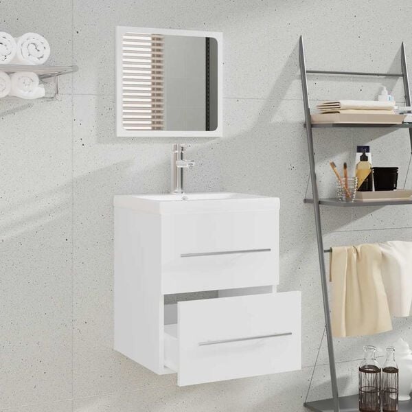 Vidaxl Badschrank mit Spiegel, Weiß - Jetzt bis zu 34% reduziert sichern