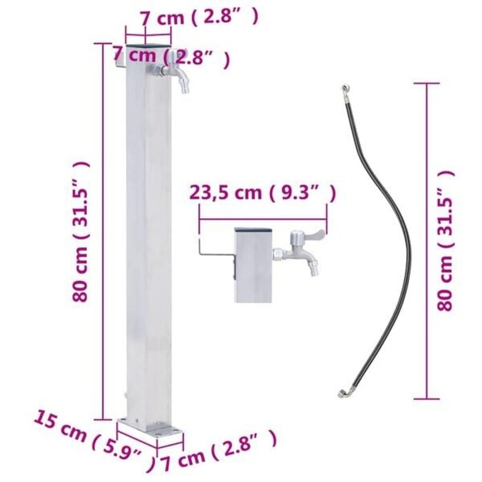 Vidaxl Gartenzapfstelle aus Edelstahl, 80 cm, inklusive Wasserhahn - bis zu 34% Rabatt