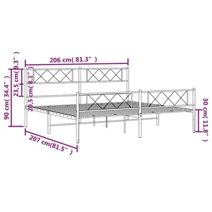 Vidaxl Metallbettgestell 200x200 cm - Schwarz - Outlet bis zu 35% Rabatt