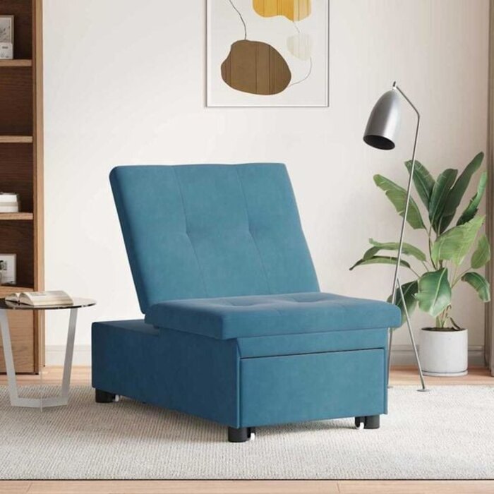 Vidaxl Modernes Schlafsofa in Blau, Samt - Outlet bis zu 35% reduziert