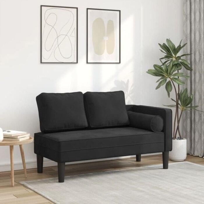 Vidaxl Chaiselongue aus Samt, Schwarz - Jetzt bis zu 28% Rabatt