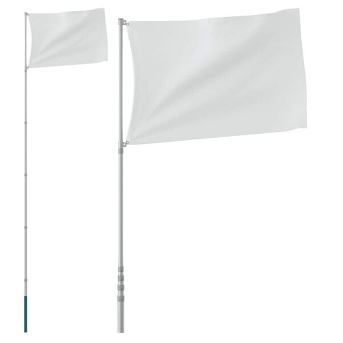 Vidaxl Teleskop-Flaggenmast aus Aluminium 5,55 m - Silber bis zu 29% reduziert