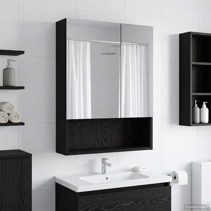 Vidaxl Moderner Spiegelschrank Schwarz Eiche 50x70cm - bis zu 34% Rabatt