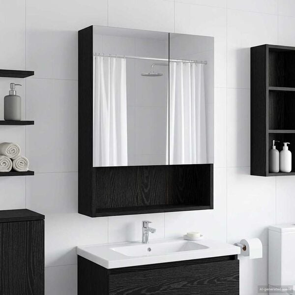 Vidaxl Moderner Spiegelschrank Schwarz Eiche 50x70cm - bis zu 34% Rabatt