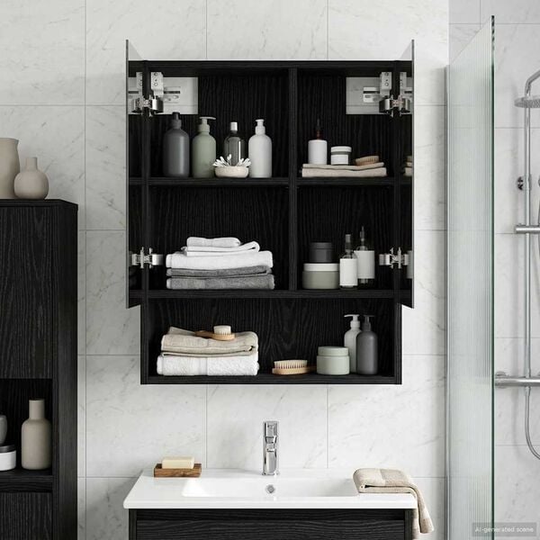 Vidaxl Moderner Spiegelschrank Schwarz Eiche 50x70cm - bis zu 34% Rabatt