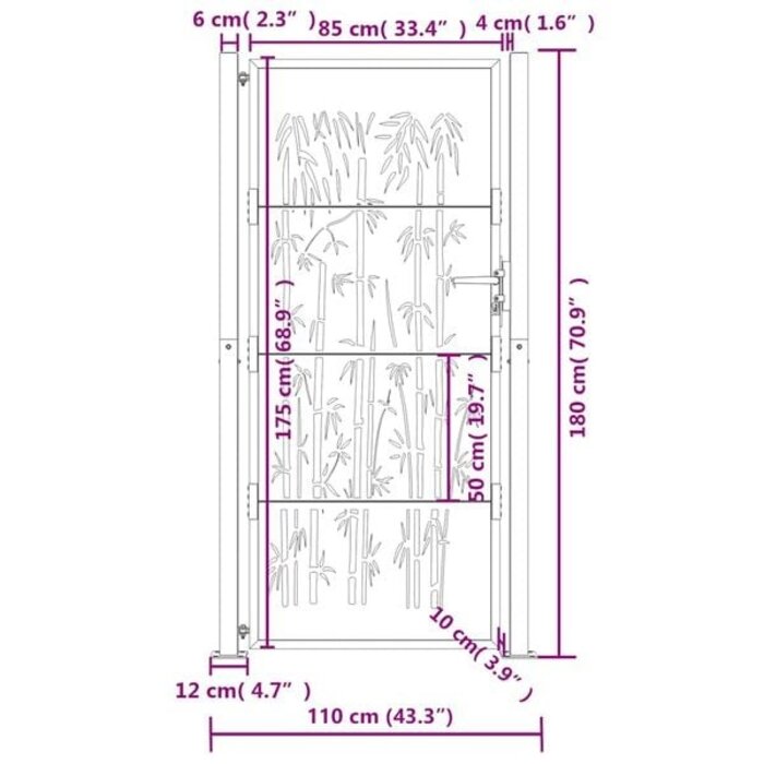 Vidaxl Gartentor Bambus-Design 105x180 cm Anthrazit - bis zu 35% Rabatt