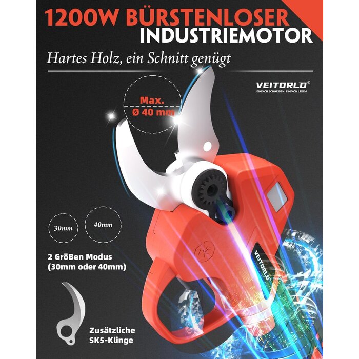 Elektrische Teleskop-Astschere 40 mm - jetzt bis zu 35 % Rabatt sichern!