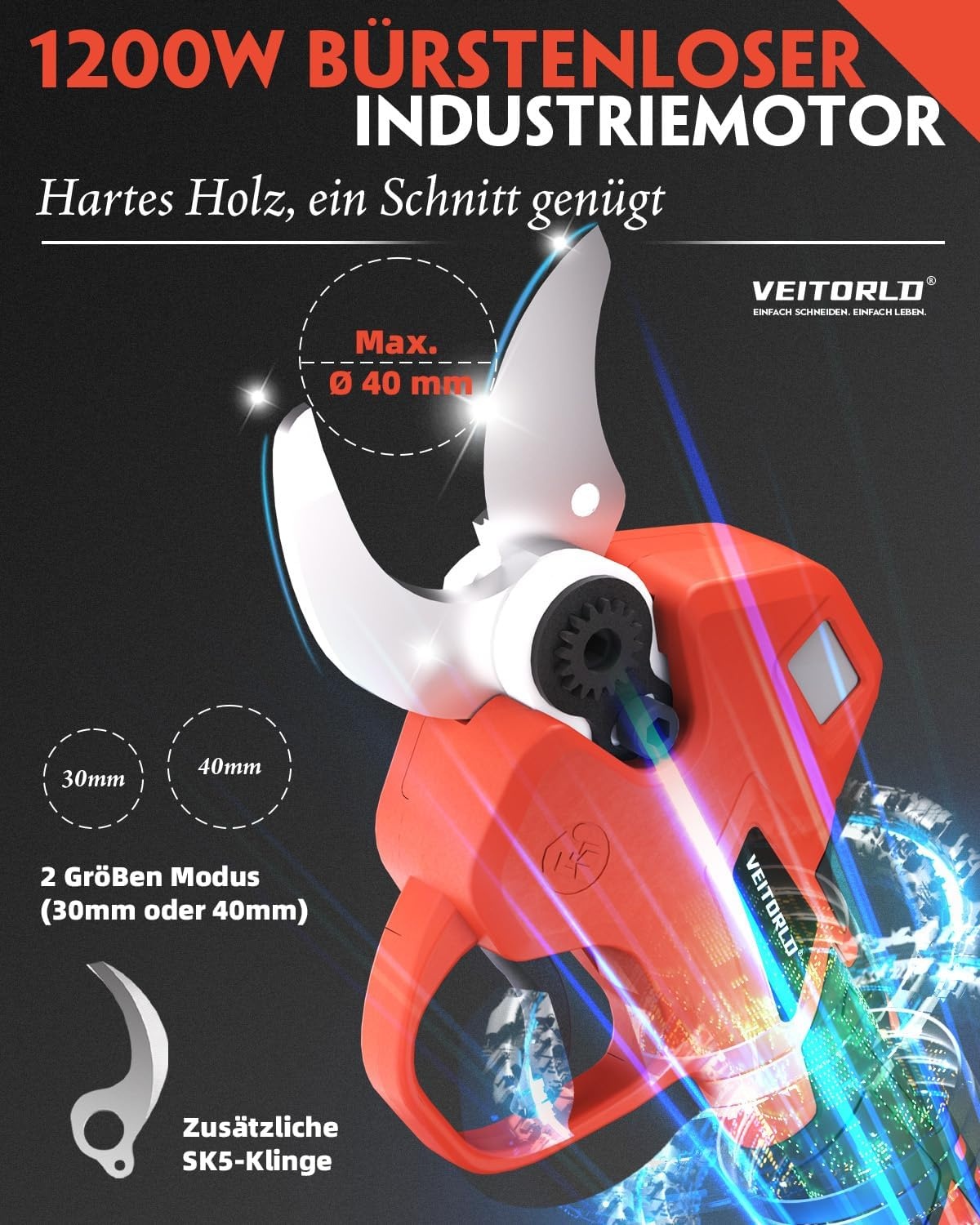 Elektrische Teleskop-Astschere 40 mm - jetzt bis zu 35 % Rabatt sichern!