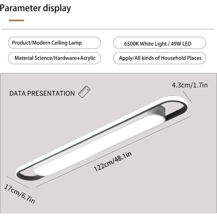 Moderne LED-Deckenleuchte 122 cm Kaltweiß - Jetzt bis zu 34% günstiger